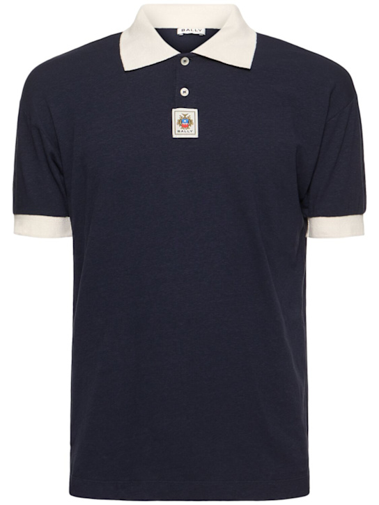 Bally: Jersey Ribeiro polo - Blue White - men_0 | Luisa Via Roma