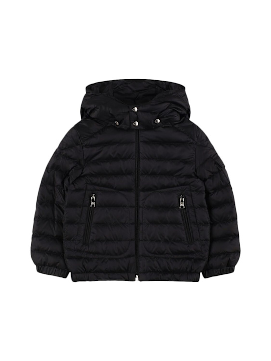 Moncler: Chaqueta de plumas de nylon - Negro - kids-boys_0 | Luisa Via Roma