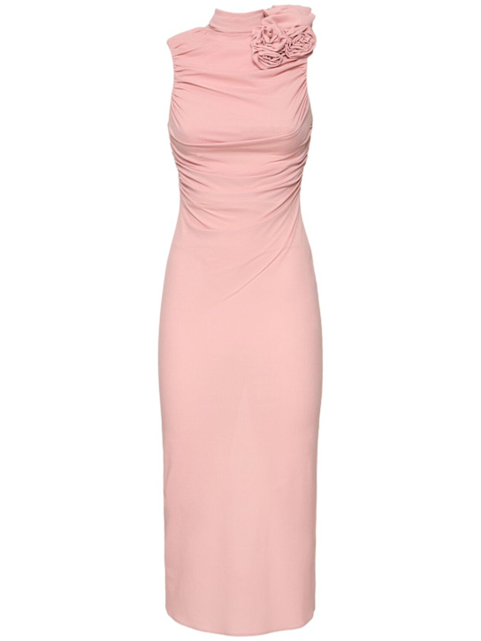 Magda Butrym: Silk sheer roses detail midi dress - Pink - women_0 | Luisa Via Roma