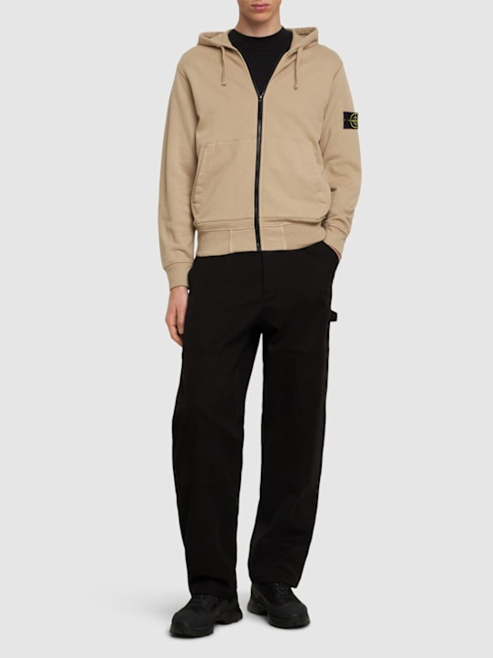 Stone Island: Cotton zip hoodie - men_1 | Luisa Via Roma