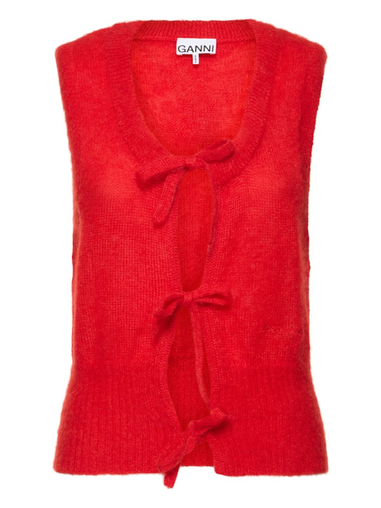 GANNI: Tie-string mohair blend vest - women_0 | Luisa Via Roma