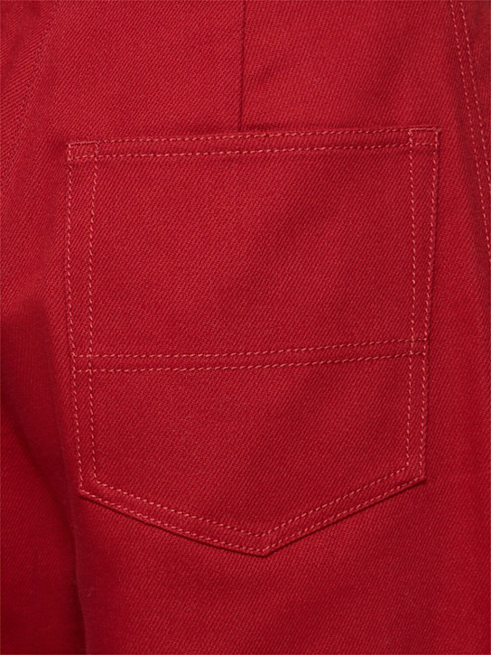 Max Mara: Ruggero cotton drill wide pants - Red - women_4 | Luisa Via Roma