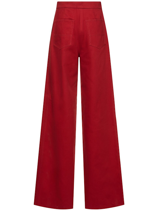 Max Mara: Ruggero cotton drill wide pants - Red - women_3 | Luisa Via Roma