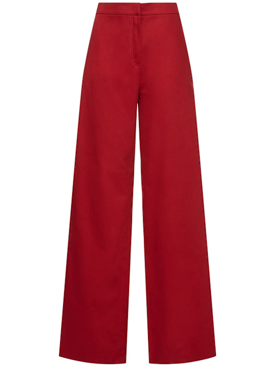 Max Mara: Ruggero cotton drill wide pants - Red - women_0 | Luisa Via Roma