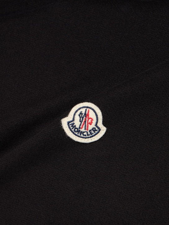 Moncler: Logo patch cotton hoodie - Black - men_4 | Luisa Via Roma