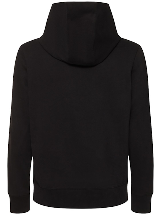 Moncler: Logo patch cotton hoodie - Black - men_3 | Luisa Via Roma