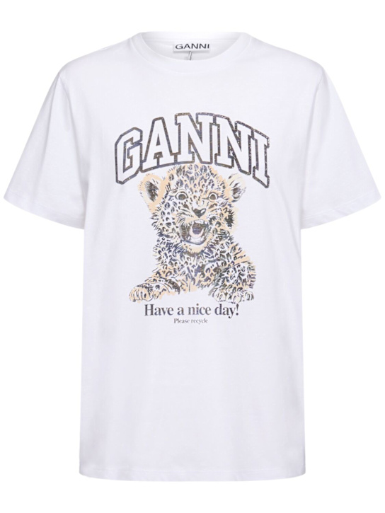 GANNI: Leopard relaxed jersey t-shirt - women_0 | Luisa Via Roma