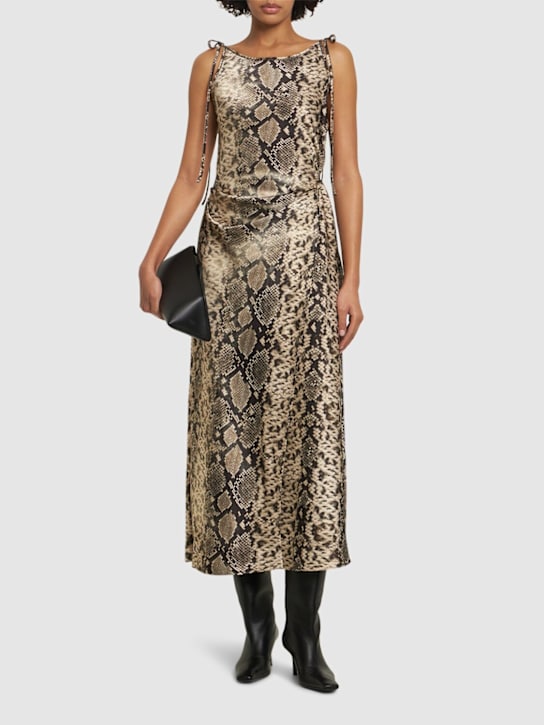 Acne Studios: Dayla python print jersey long dress - Brown/Multi - women_1 | Luisa Via Roma