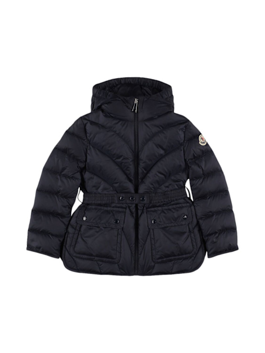 Moncler: Piumino Argenno in nylon - Blu Notte - kids-girls_0 | Luisa Via Roma