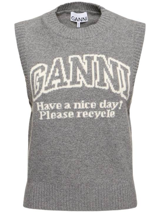GANNI: Logo wool blend vest - women_0 | Luisa Via Roma