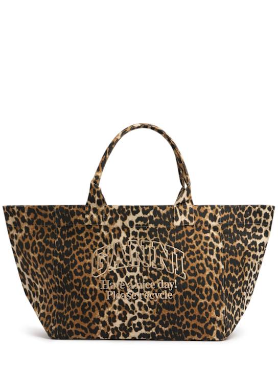 GANNI: Borsa shopping XXL stampa leopardata - Leopard - women_0 | Luisa Via Roma