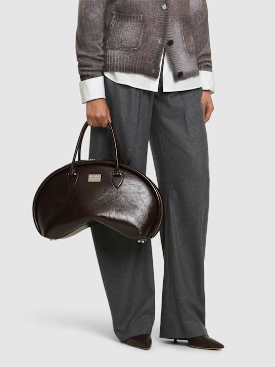 Acne Studios: Bowlina shiny crinkled leather bag - women_1 | Luisa Via Roma