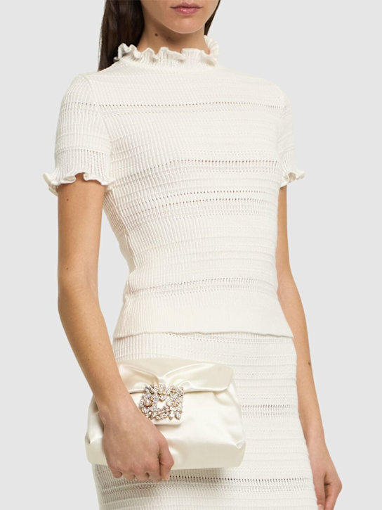Roger Vivier: RV Bouquet drape satin clutch - Panna - women_1 | Luisa Via Roma