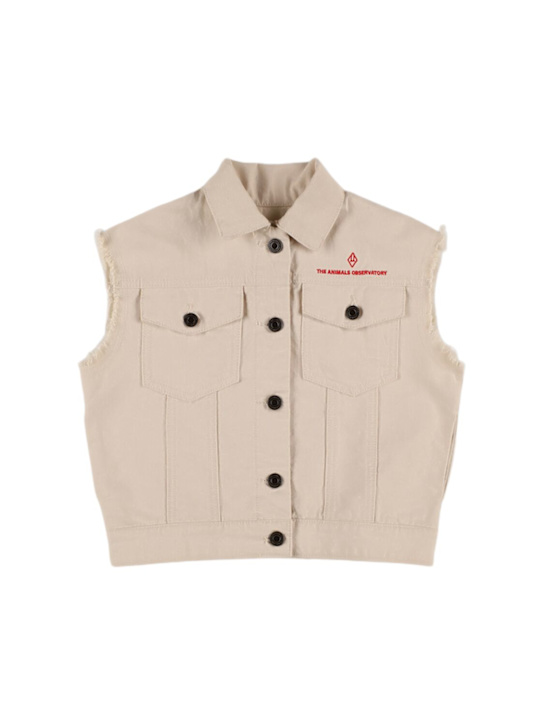 The Animals Observatory: Printed cotton twill vest - White - kids-boys_0 | Luisa Via Roma