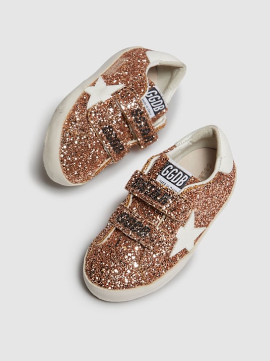 Golden Goose: Sneakers Old School con glitter - Pesca/Bianco - kids-girls_1 | Luisa Via Roma