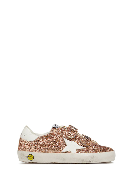 Golden Goose: Sneakers Old School con glitter - Pesca/Bianco - kids-girls_0 | Luisa Via Roma