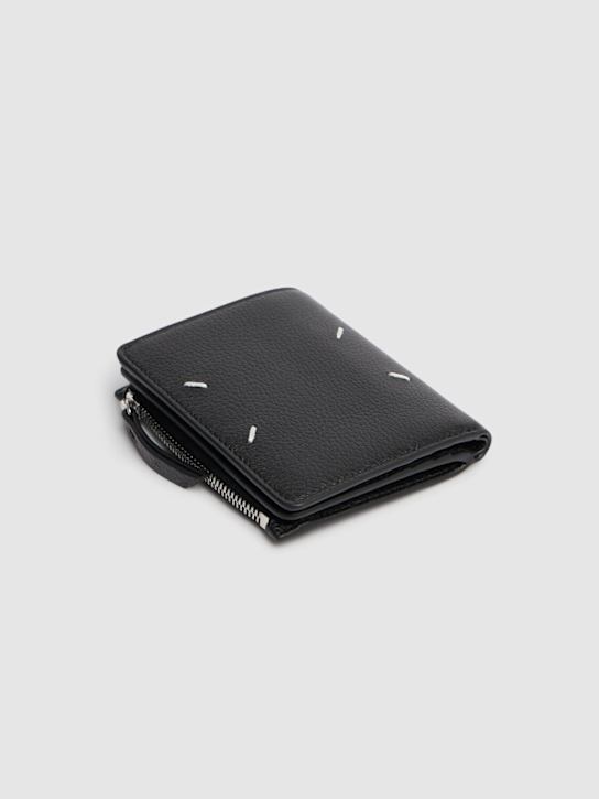 Maison Margiela: Flip Flap medium leather card holder - Siyah - men_1 | Luisa Via Roma