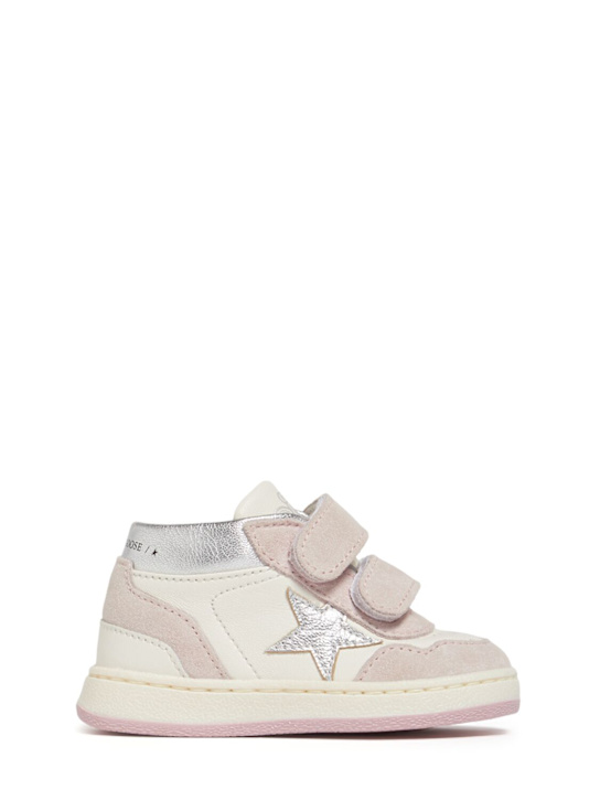 Golden Goose: Scarpe neonato June Basket in pelle - Bianco/Rosa - kids-girls_0 | Luisa Via Roma