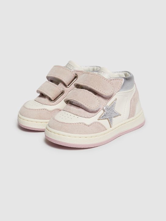 Golden Goose: Scarpe neonato June Basket in pelle - Bianco/Rosa - kids-girls_1 | Luisa Via Roma