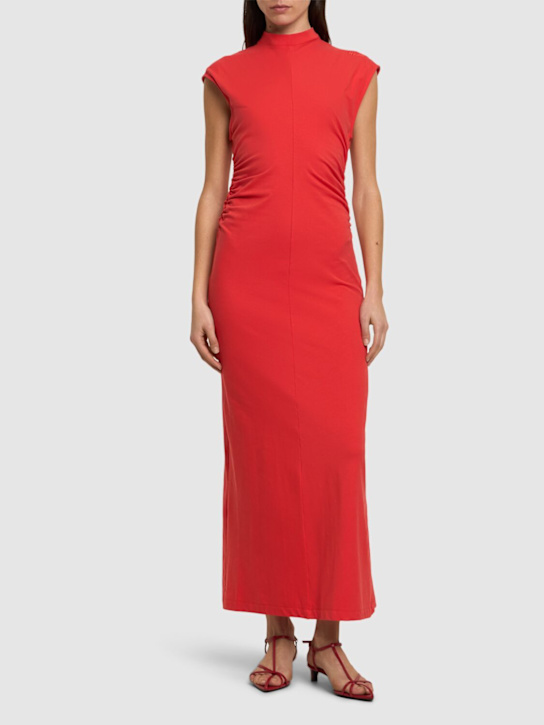 MSGM: Draped jersey midi dress - women_1 | Luisa Via Roma