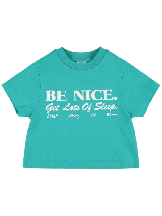 Sporty & Rich: T-shirt en coton mélangé imprimé Be Nice - kids-girls_0 | Luisa Via Roma