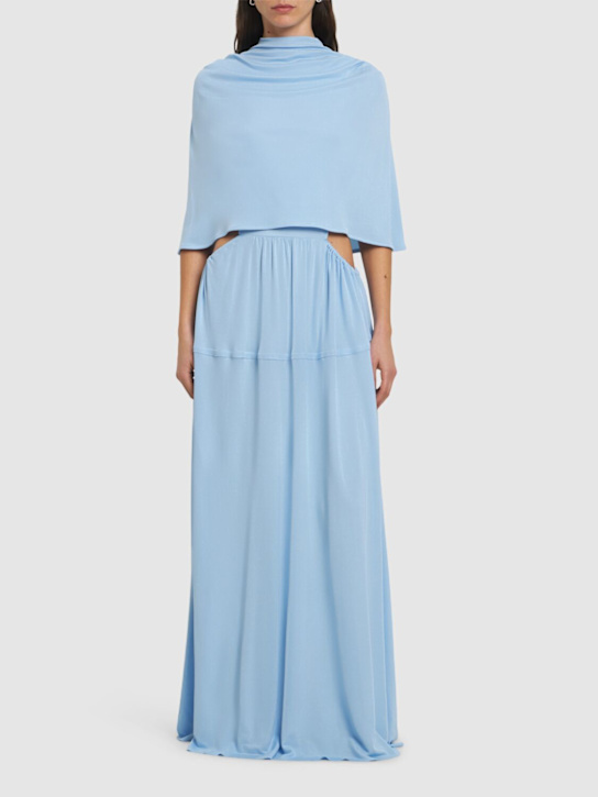 Frankie matte jersey cape long dress - Thumbnail 2