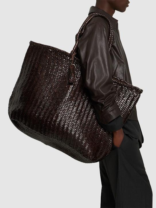 Lemaire: XL Chevron leather tote bag - men_1 | Luisa Via Roma