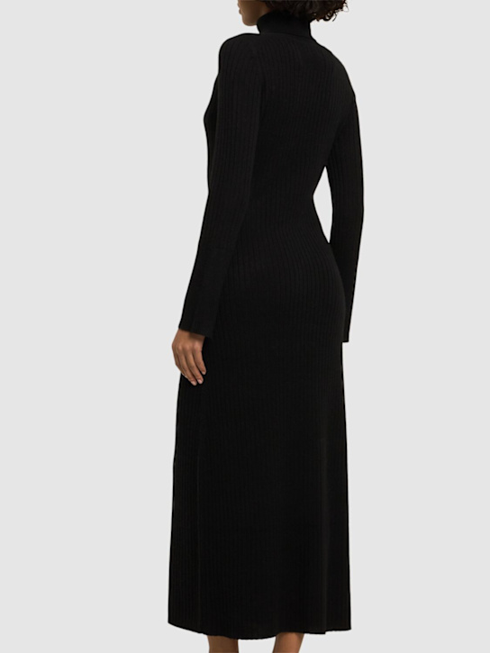 Guest In Residence: Wide rib knit cashmere long dress - Black - women_2 | Luisa Via Roma
