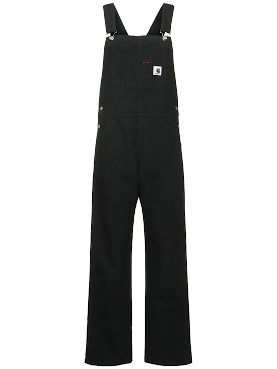 Carhartt WIP: Bib straight canvas overalls -  Rinsed Black - women_0 | Luisa Via Roma