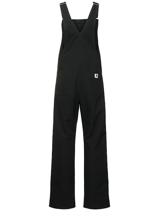 Carhartt WIP: Bib straight canvas overalls -  Rinsed Black - women_3 | Luisa Via Roma