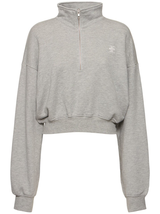Cropped half-zip cotton blend sweatshirt - Thumbnail 1