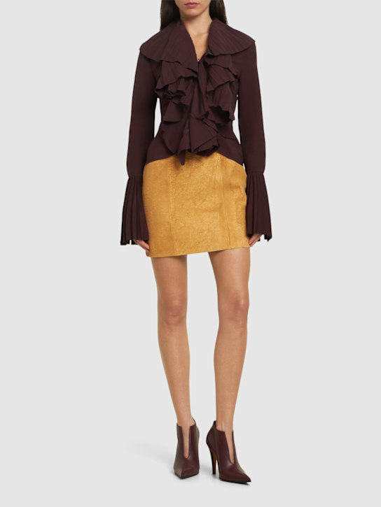 McQueen: Raw suede mini skirt - Sand - women_1 | Luisa Via Roma