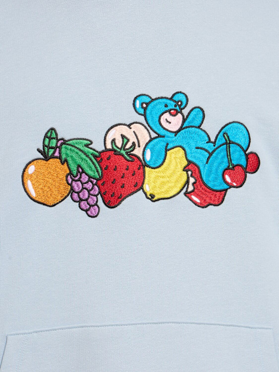 InBetweeners: Unisex fruit & bear embroidered hoodie - Cielo/Sky - men_4 | Luisa Via Roma