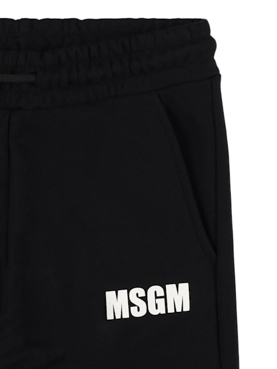 MSGM: Logo cotton sweatpants - Black - kids-boys_1 | Luisa Via Roma