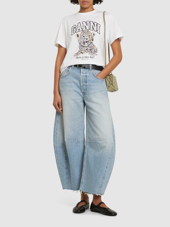 GANNI: Leopard relaxed jersey t-shirt - women_1 | Luisa Via Roma