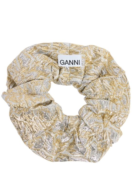 GANNI: Metallic Cloque scrunchie - women_0 | Luisa Via Roma