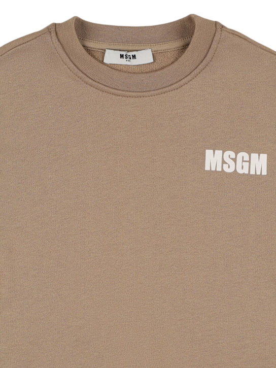 MSGM: Logo printed cotton sweatshirt - Beige - kids-boys_1 | Luisa Via Roma