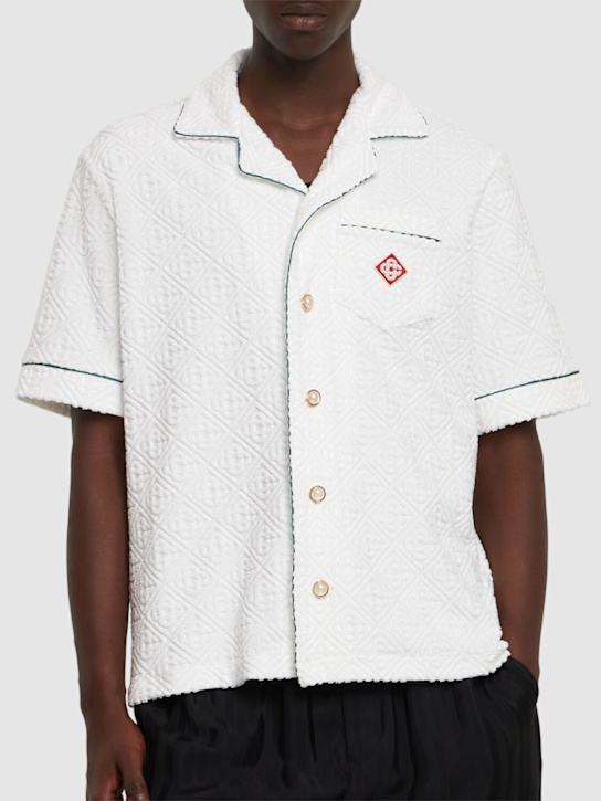 Casablanca: Unisex open collar toweling shirt - White - men_2 | Luisa Via Roma