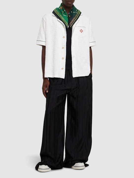 Casablanca: Unisex open collar toweling shirt - White - men_1 | Luisa Via Roma