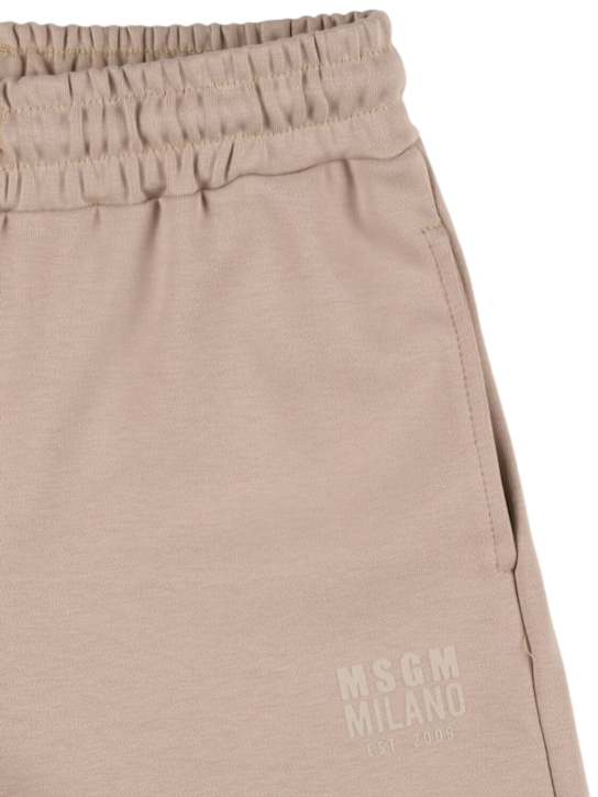 MSGM: Logo cotton sweat shorts - Dark Grey - kids-boys_1 | Luisa Via Roma
