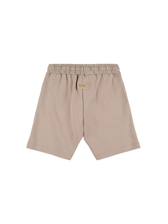 MSGM: Logo cotton sweat shorts - Dark Grey - kids-boys_2 | Luisa Via Roma