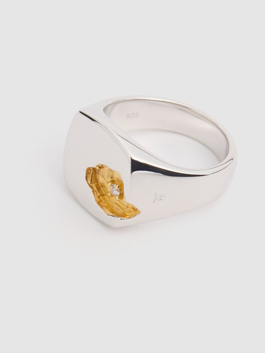 Tom Wood: Mined large diamond ring - Silver/Gold - men_3 | Luisa Via Roma