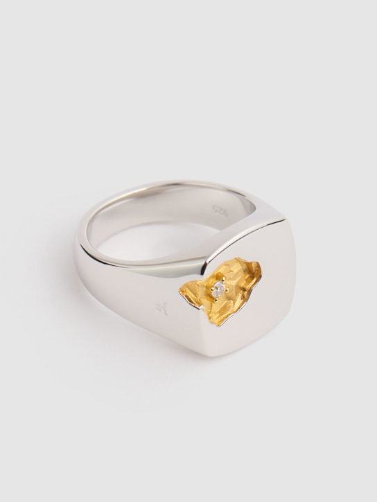Tom Wood: Mined large diamond ring - Silver/Gold - men_1 | Luisa Via Roma