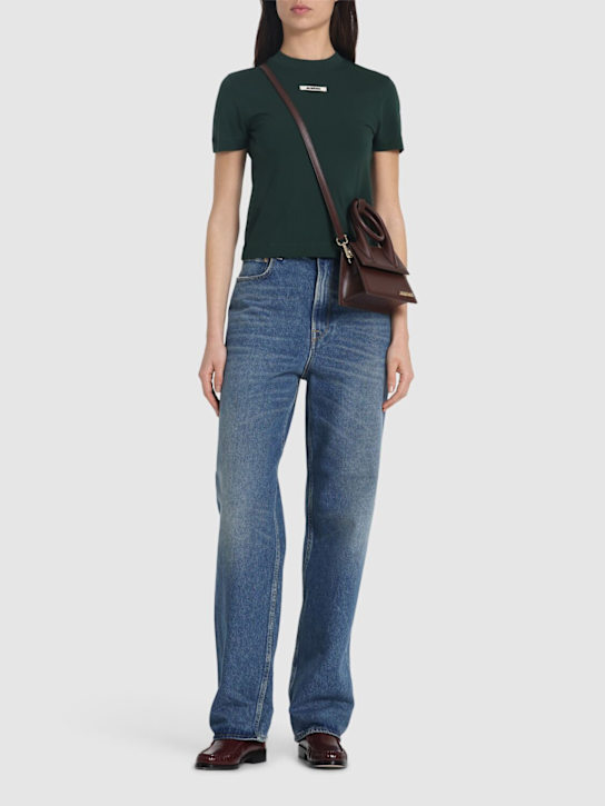 Jacquemus: Le Tshirt Gros Grain cotton t-shirt - Dark Green - women_1 | Luisa Via Roma
