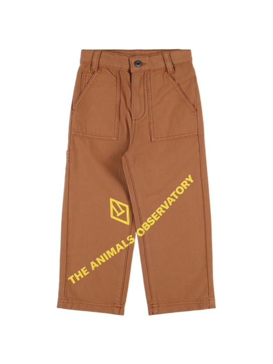 The Animals Observatory: Printed cotton gabardine pants - Brown - kids-boys_2 | Luisa Via Roma