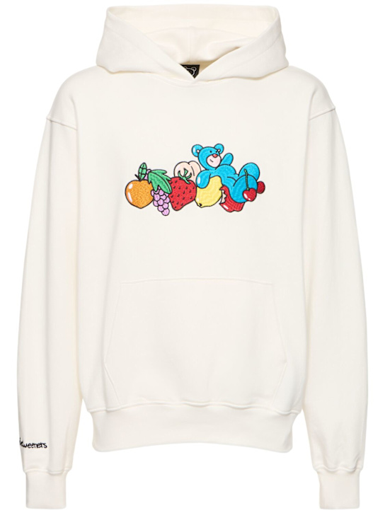 InBetweeners: Unisex fruit & bear embroidered hoodie - Off White - men_0 | Luisa Via Roma