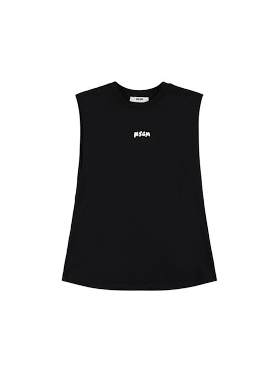 MSGM: Printed cotton jersey tank top - Black - kids-boys_0 | Luisa Via Roma