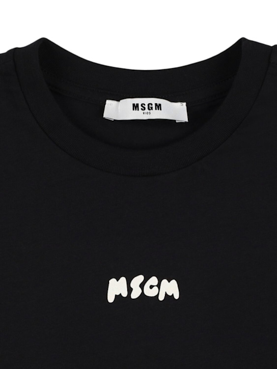 MSGM: Printed cotton jersey tank top - Black - kids-boys_1 | Luisa Via Roma