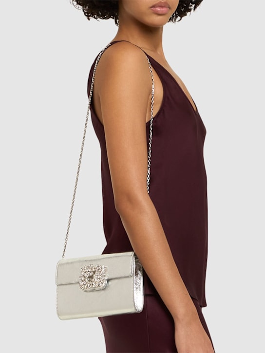 Roger Vivier: Mini Flap bouquet strass envelope clutch - Silver - women_2 | Luisa Via Roma