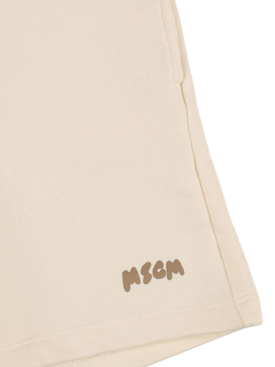 MSGM: Printed cotton sweat shorts - Off-White - kids-boys_1 | Luisa Via Roma